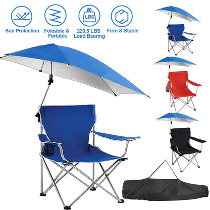 Foldable Beach Chair with Detachable Armrest Adjustable Canopy Stool with Cup Holder - A-1 Thread Vault