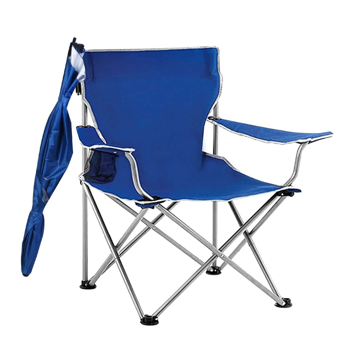 Foldable Beach Chair with Detachable Armrest Adjustable Canopy Stool with Cup Holder - A-1 Thread Vault