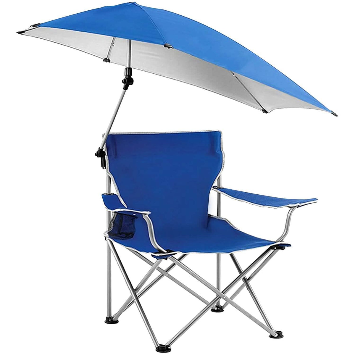 Foldable Beach Chair with Detachable Armrest Adjustable Canopy Stool with Cup Holder - A-1 Thread Vault