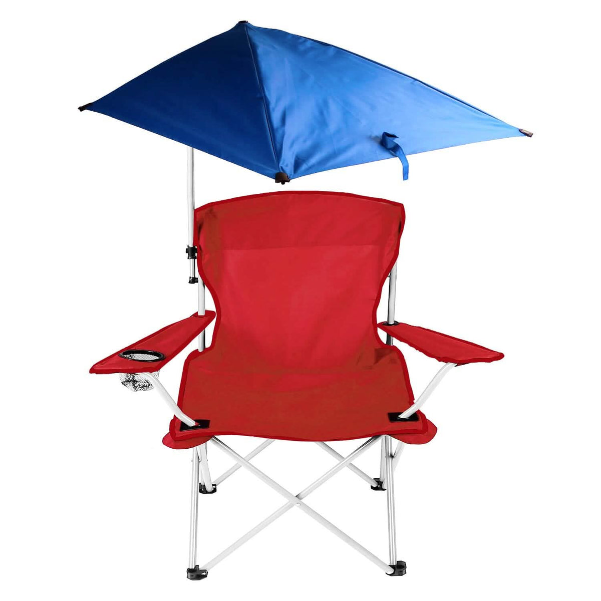 Foldable Beach Chair with Detachable Armrest Adjustable Canopy Stool with Cup Holder - A-1 Thread Vault