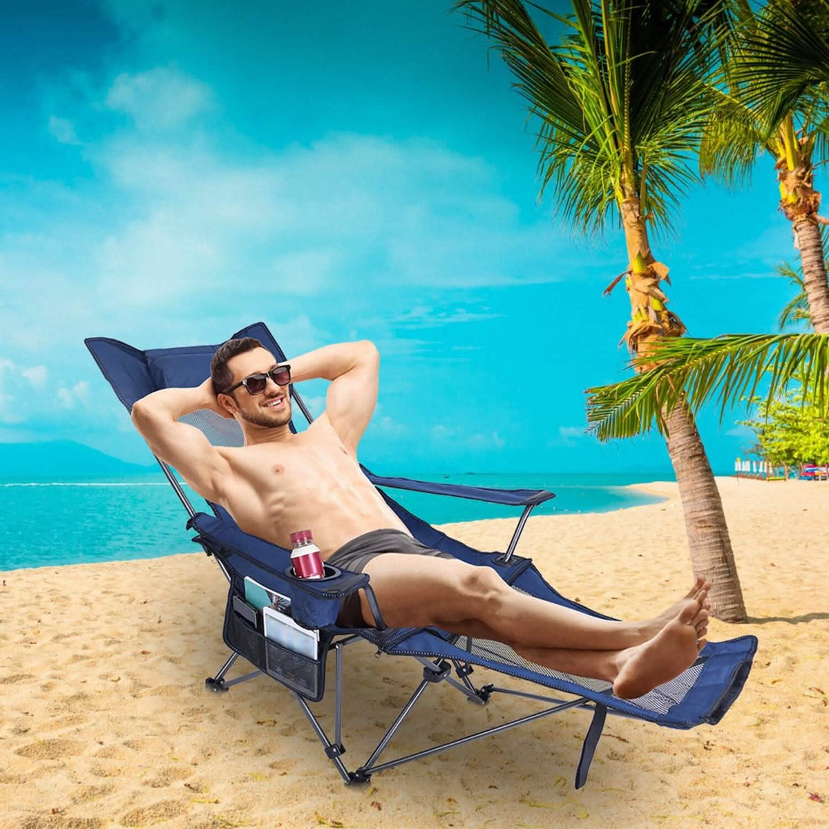 Foldable Camping Chair Heavy Duty Steel Lawn Chair with Reclining Backrest Angle - A-1 Thread Vault