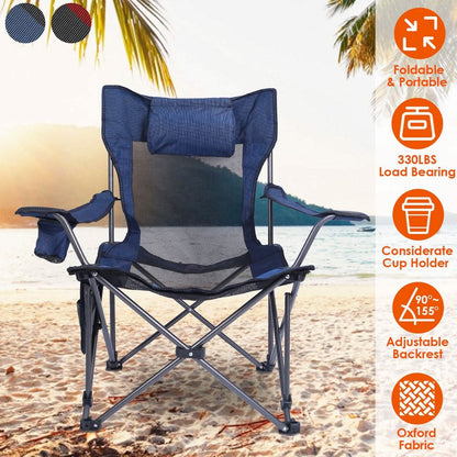 Foldable Camping Chair Heavy Duty Steel Lawn Chair with Reclining Backrest Angle - A-1 Thread Vault
