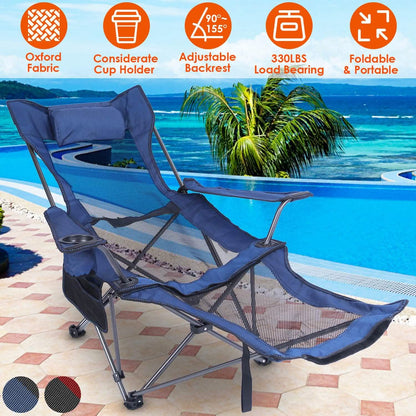 Foldable Camping Chair Heavy Duty Steel Lawn Chair with Reclining Backrest Angle - A-1 Thread Vault