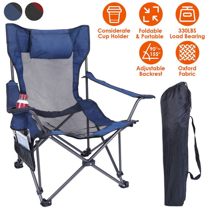 Foldable Camping Chair Heavy Duty Steel Lawn Chair with Reclining Backrest Angle - A-1 Thread Vault