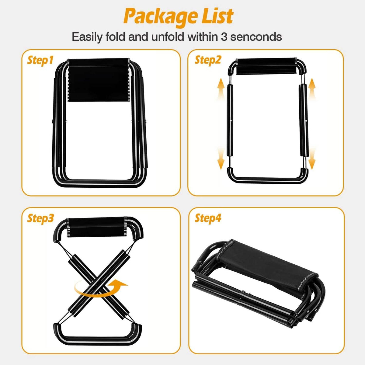 Foldable Camping Stool Portable Travel Chair - A-1 Thread Vault