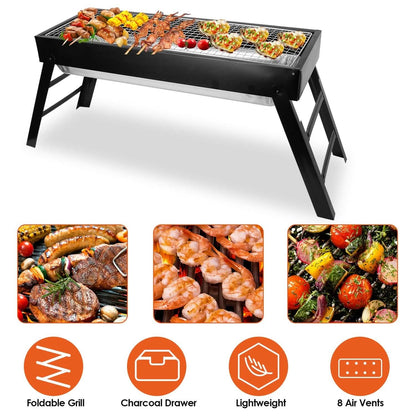 Foldable Charcoal BBQ Grill Stainless Steel Grill Net - A-1 Thread Vault