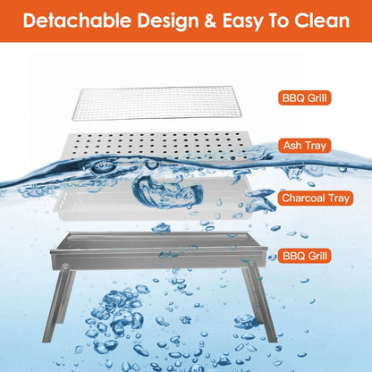 Foldable Charcoal BBQ Grill Stainless Steel Grill Net - A-1 Thread Vault