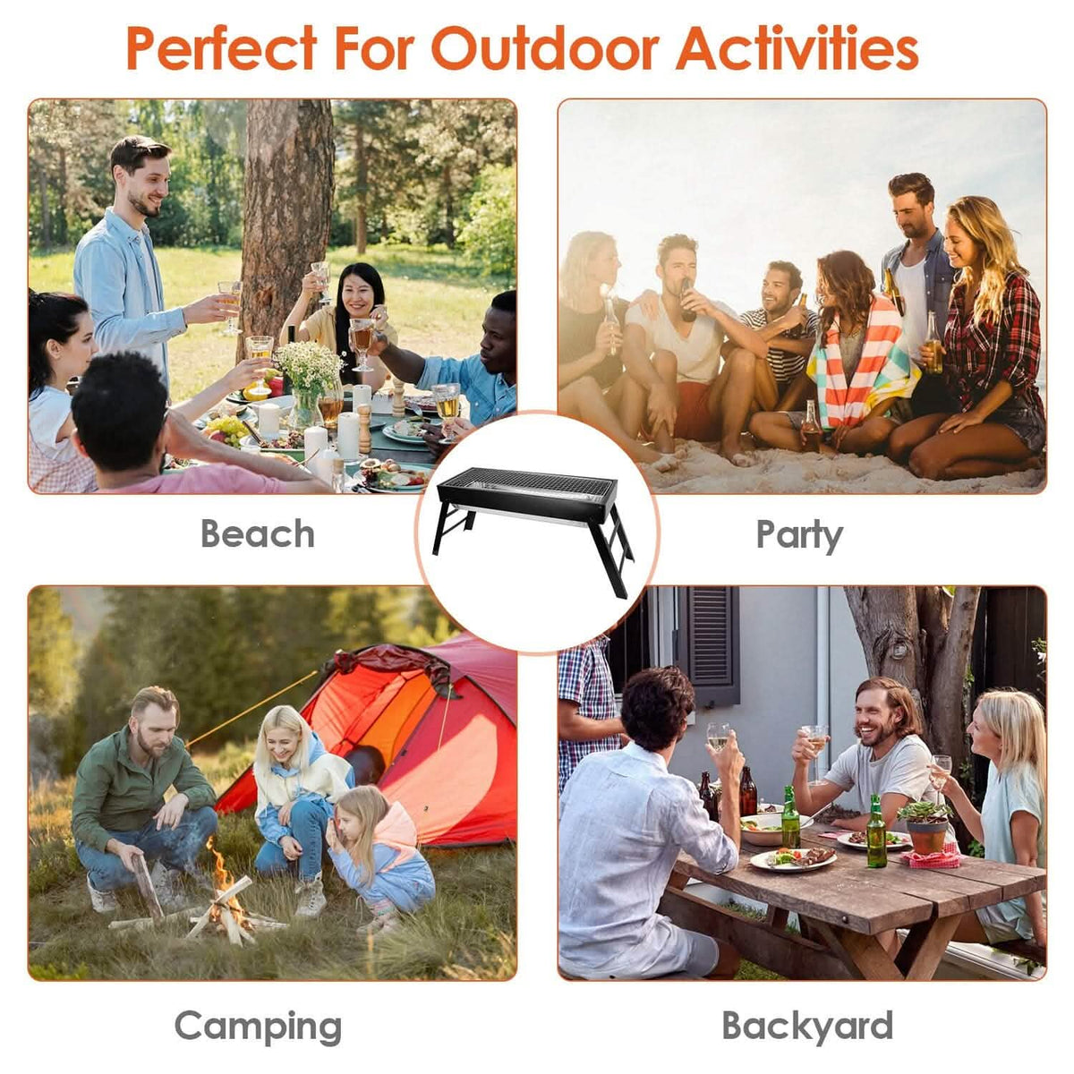 Foldable Charcoal BBQ Grill Stainless Steel Grill Net - A-1 Thread Vault