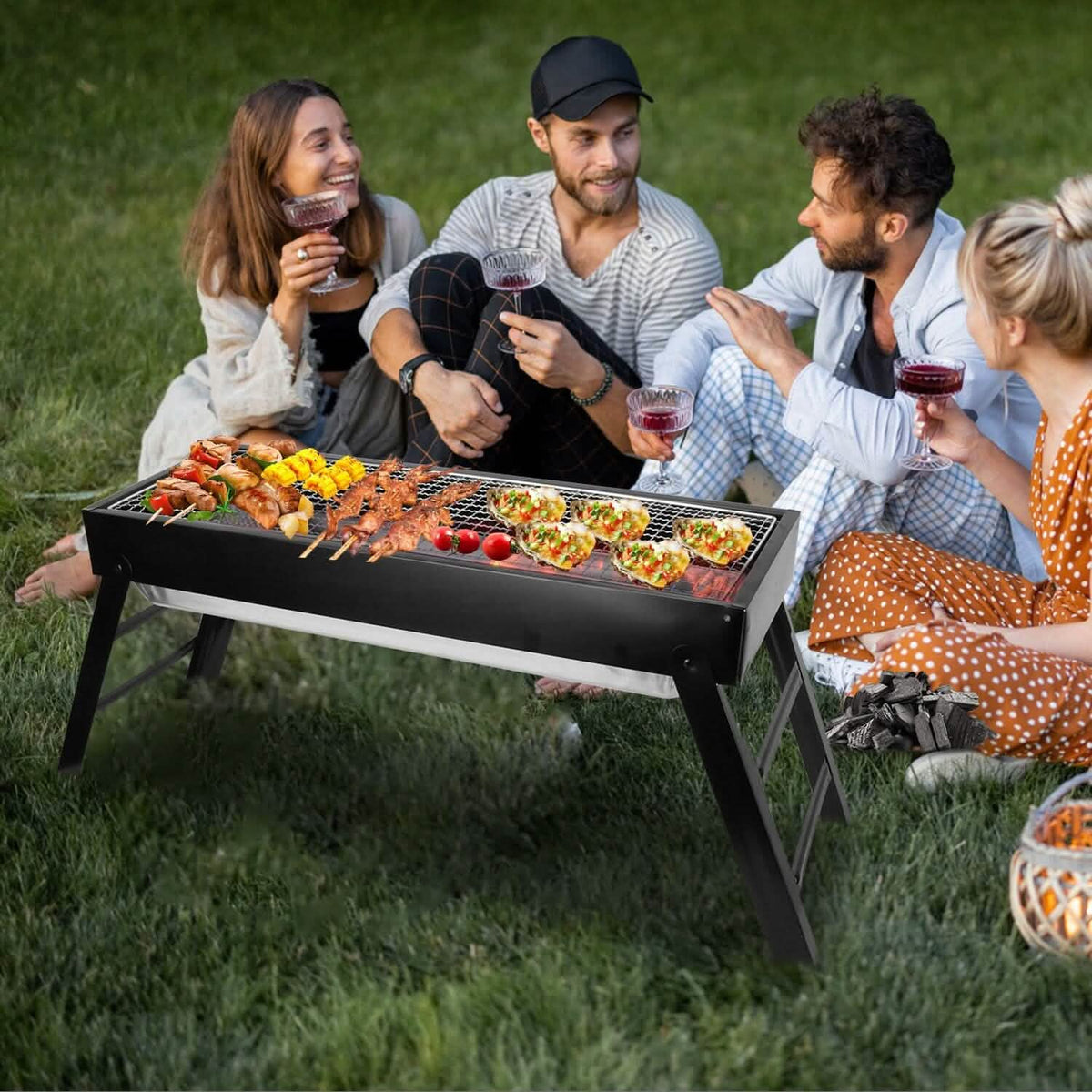 Foldable Charcoal BBQ Grill Stainless Steel Grill Net - A-1 Thread Vault