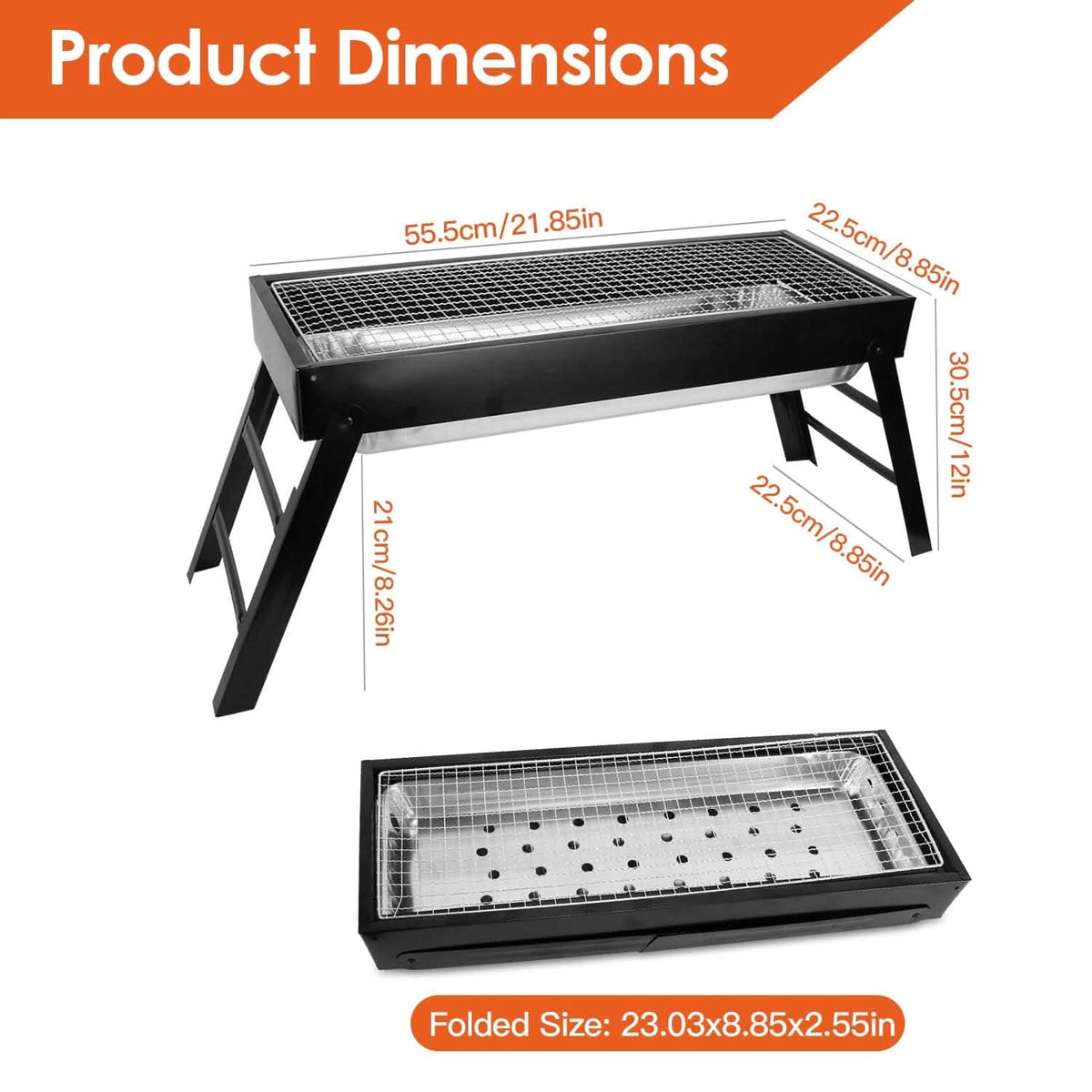Foldable Charcoal BBQ Grill Stainless Steel Grill Net - A-1 Thread Vault