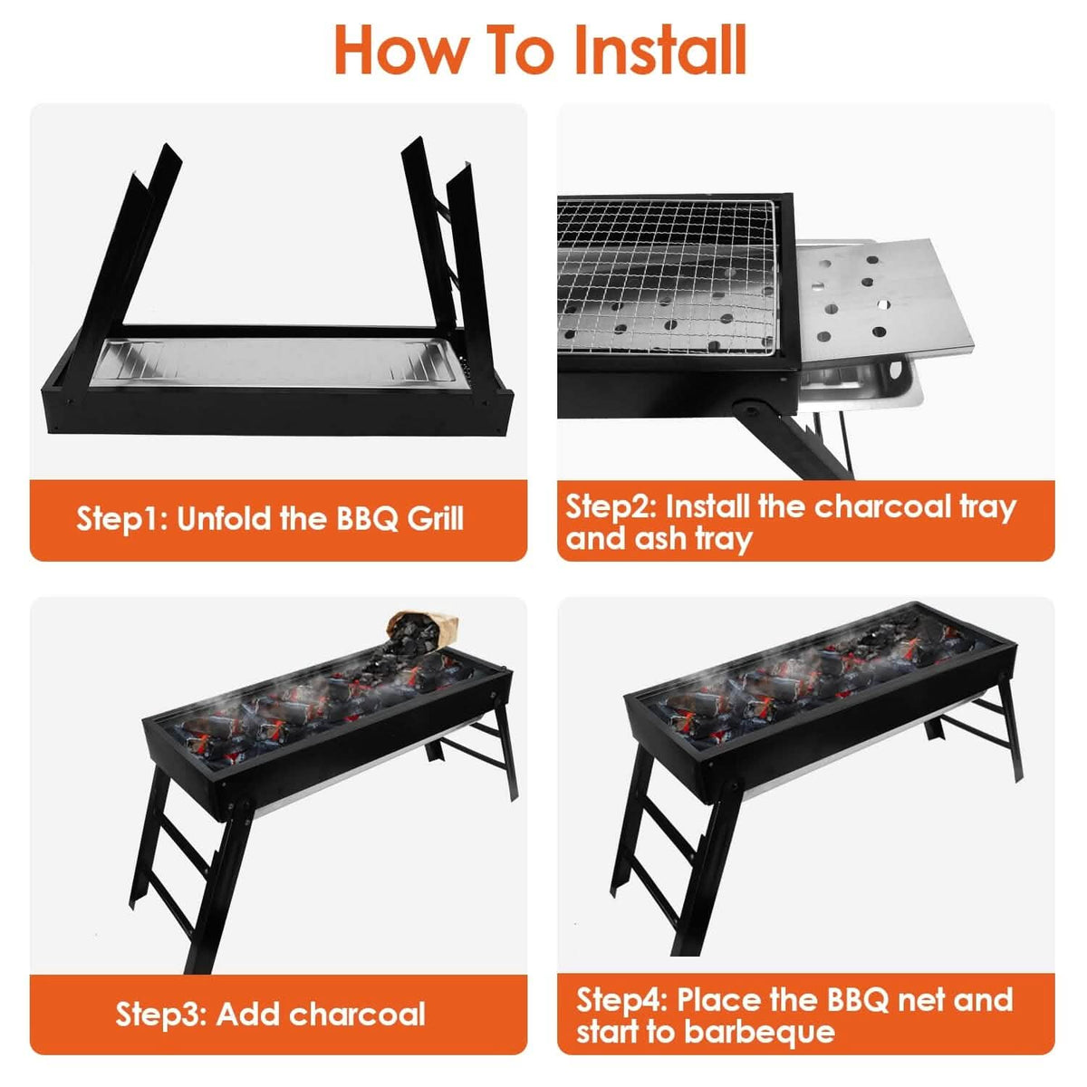 Foldable Charcoal BBQ Grill Stainless Steel Grill Net - A-1 Thread Vault