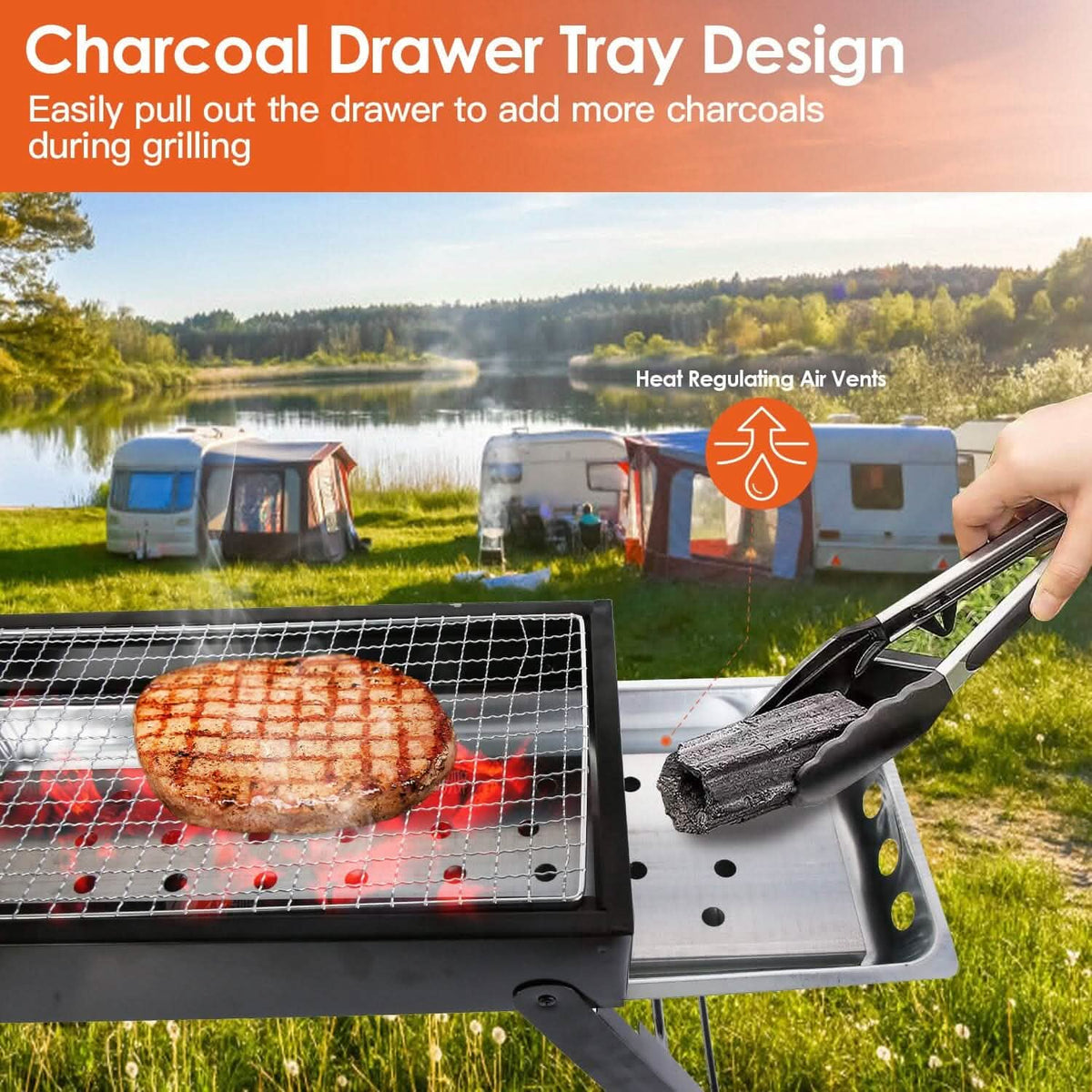 Foldable Charcoal BBQ Grill Stainless Steel Grill Net - A-1 Thread Vault