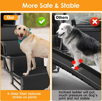 Foldable Dog Ramp 4 Step Collapsible Non Slip Stairs - A-1 Thread Vault