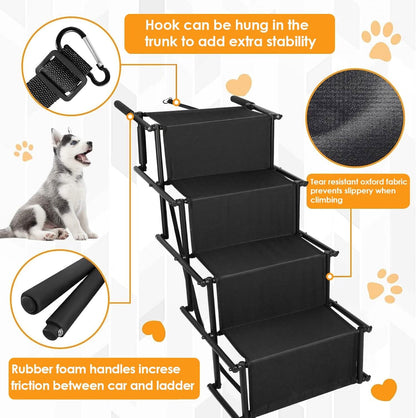Foldable Dog Ramp 4 Step Collapsible Non Slip Stairs - A-1 Thread Vault