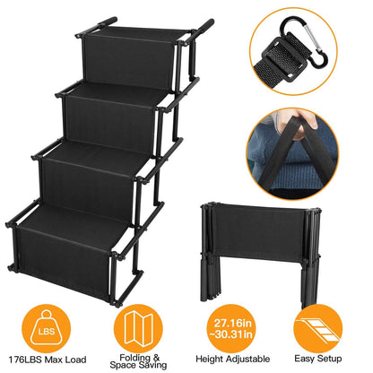 Foldable Dog Ramp 4 Step Collapsible Non Slip Stairs - A-1 Thread Vault