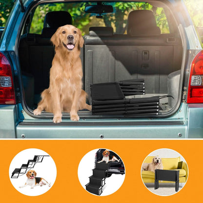 Foldable Dog Ramp 4 Step Collapsible Non Slip Stairs - A-1 Thread Vault