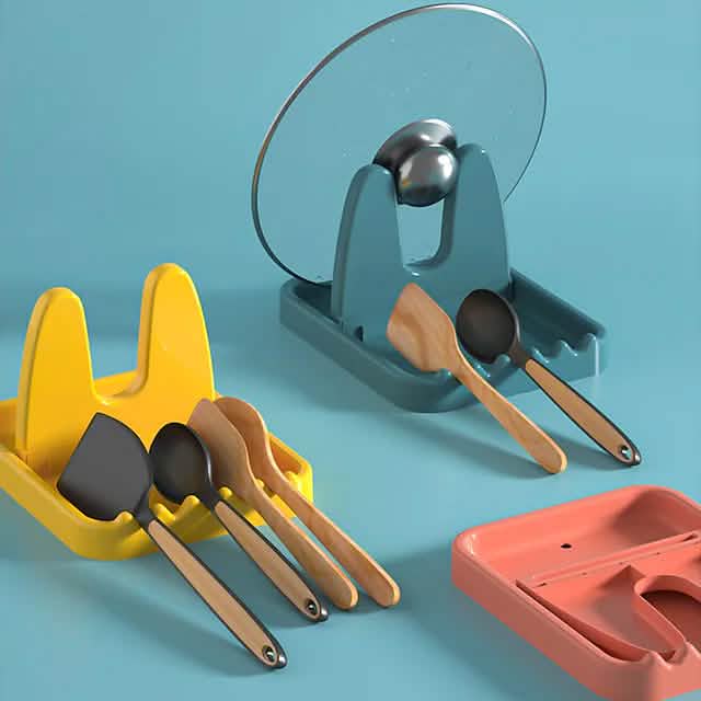 Foldable Pot Lid Rack Plastic Spoon Holder Stand Kitchen Supplies Organizer - A-1 Thread Vault