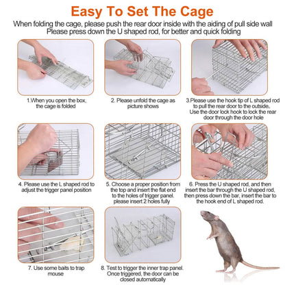 Foldable Rat Trap Cage Humane Live Rodent Trap Cage - A-1 Thread Vault
