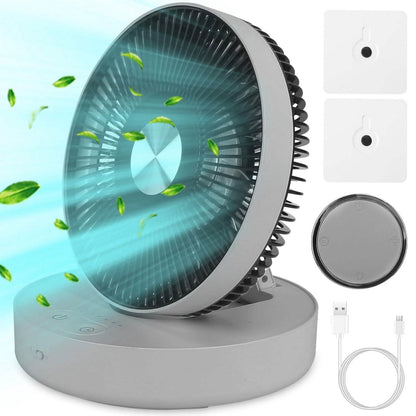 Foldable Rechargeable LED Desk Fan Wall Mounted with Magnetic Remote - A-1 Thread Vault