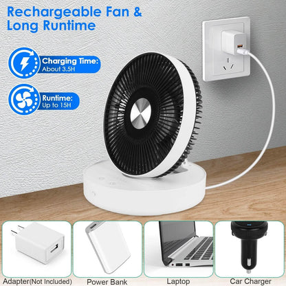 Foldable Rechargeable LED Desk Fan Wall Mounted with Magnetic Remote - A-1 Thread Vault
