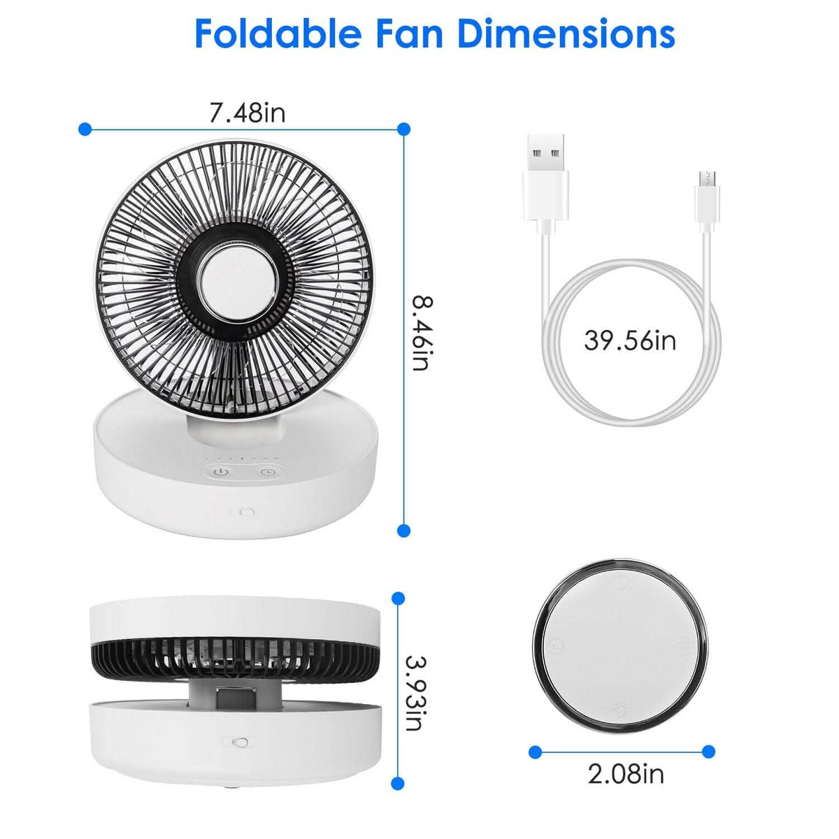 Foldable Rechargeable LED Desk Fan Wall Mounted with Magnetic Remote - A-1 Thread Vault