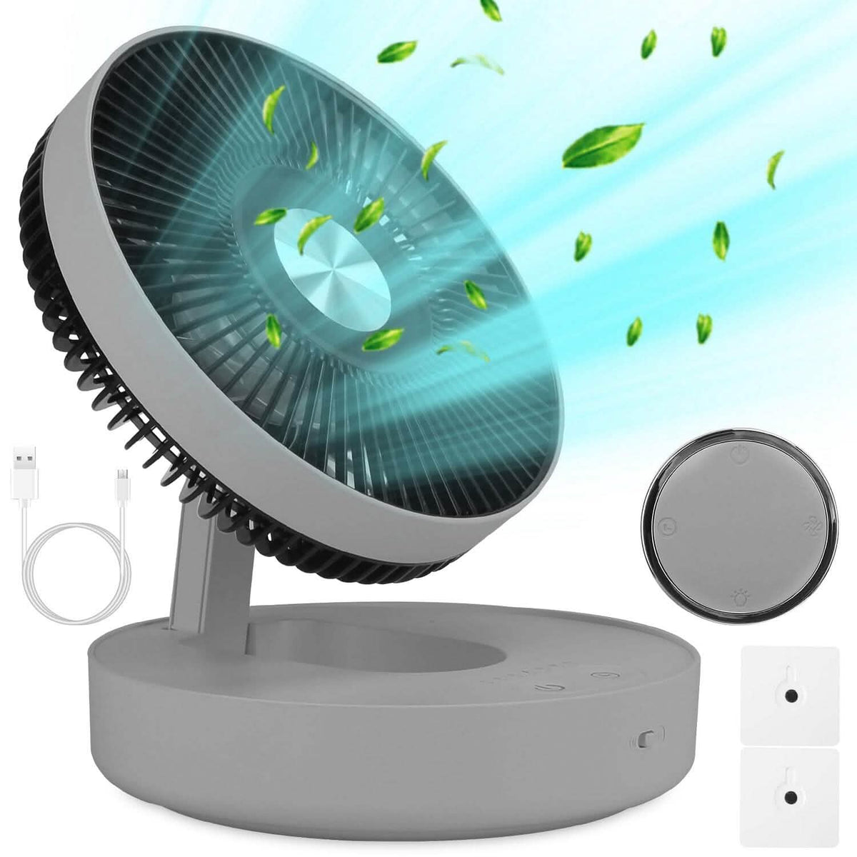 Foldable Rechargeable LED Desk Fan Wall Mounted with Magnetic Remote - A-1 Thread Vault