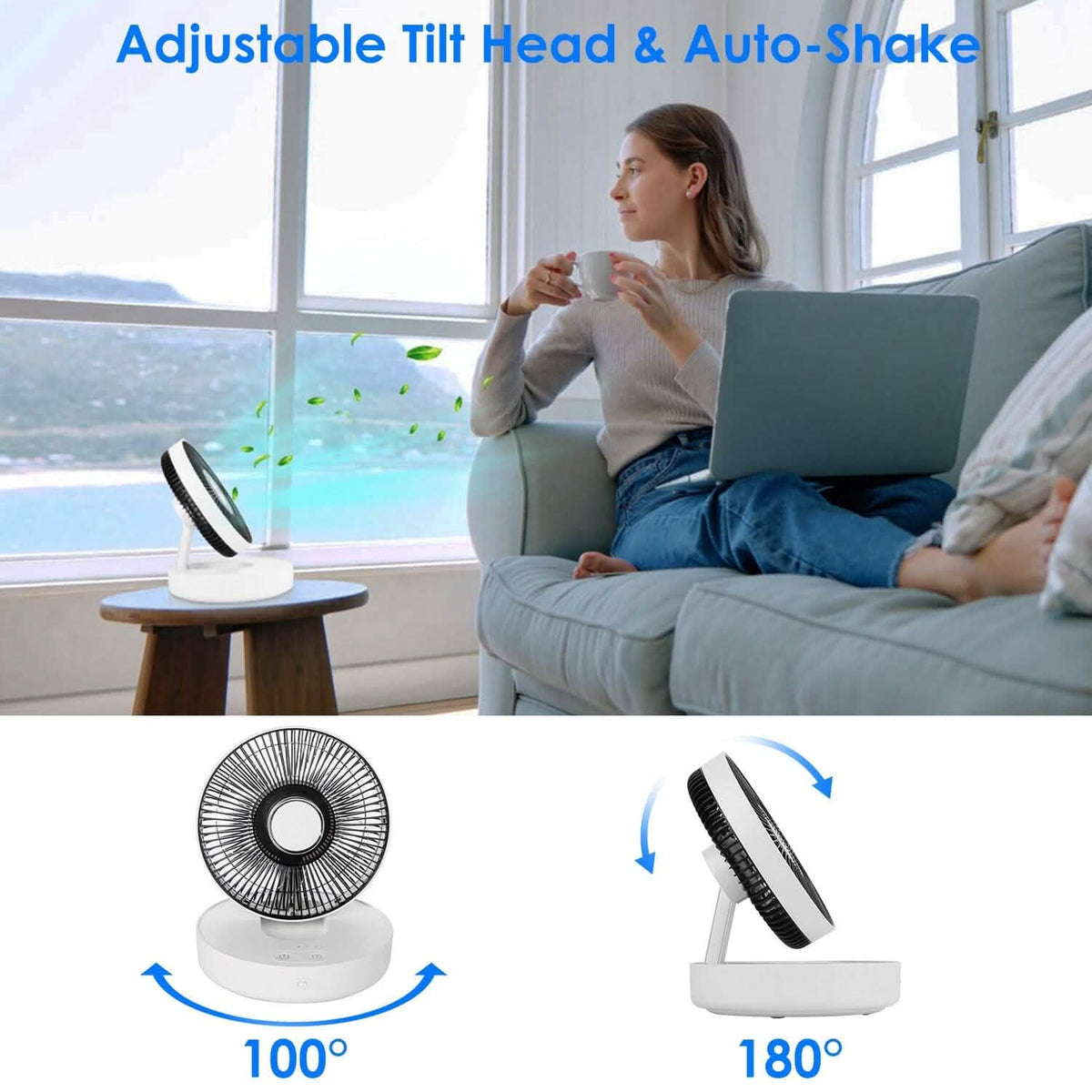 Foldable Rechargeable LED Desk Fan Wall Mounted with Magnetic Remote - A-1 Thread Vault
