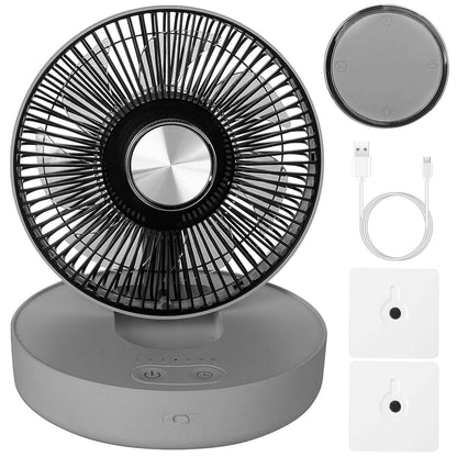 Foldable Rechargeable LED Desk Fan Wall Mounted with Magnetic Remote - A-1 Thread Vault