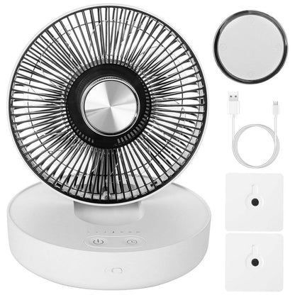 Foldable Rechargeable LED Desk Fan Wall Mounted with Magnetic Remote - A-1 Thread Vault