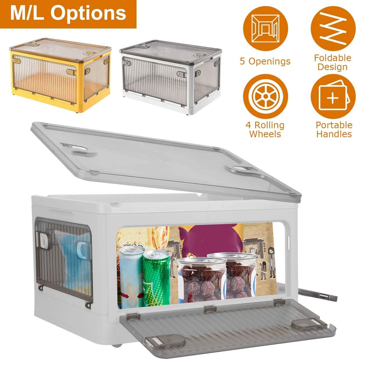 Foldable Storage Bins with Lid 4 Doors Collapsible Stackable with Lock - A-1 Thread Vault