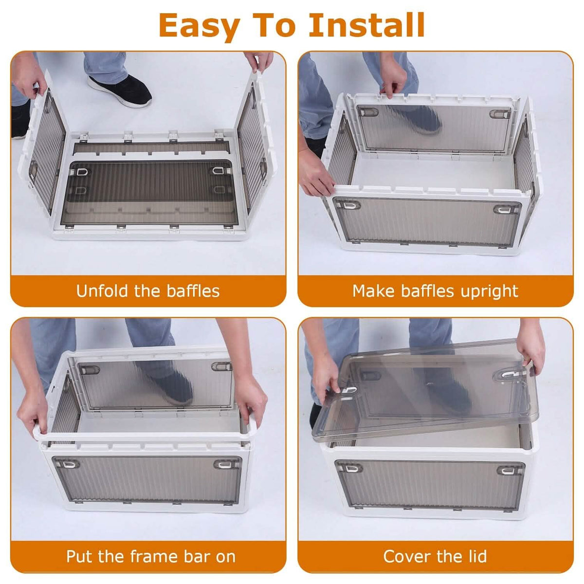 Foldable Storage Bins with Lid 4 Doors Collapsible Stackable with Lock - A-1 Thread Vault