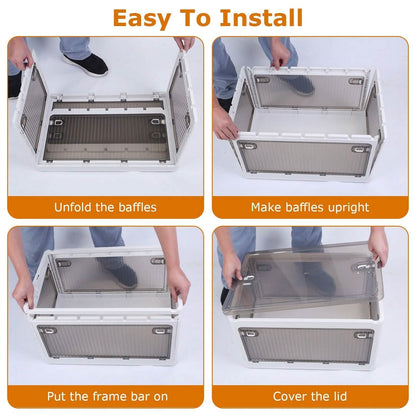 Foldable Storage Bins with Lid 4 Doors Collapsible Stackable with Lock - A-1 Thread Vault