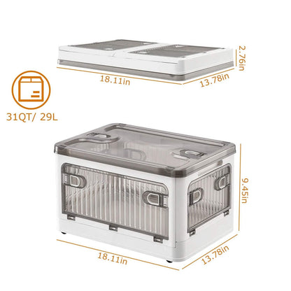 Foldable Storage Bins with Lid 4 Doors Collapsible Stackable with Lock - A-1 Thread Vault