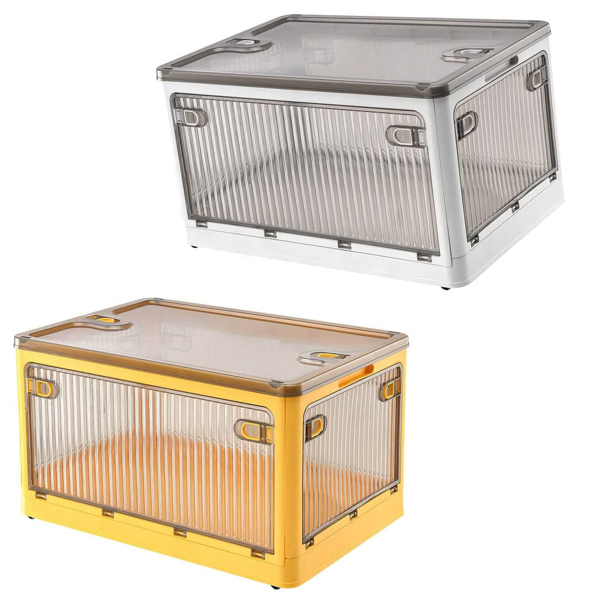 Foldable Storage Bins with Lid 4 Doors Collapsible Stackable with Lock - A-1 Thread Vault