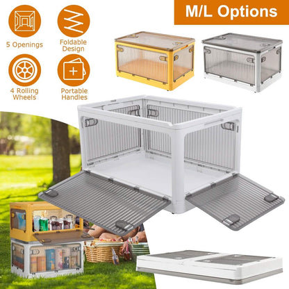 Foldable Storage Bins with Lid 4 Doors Collapsible Stackable with Lock - A-1 Thread Vault