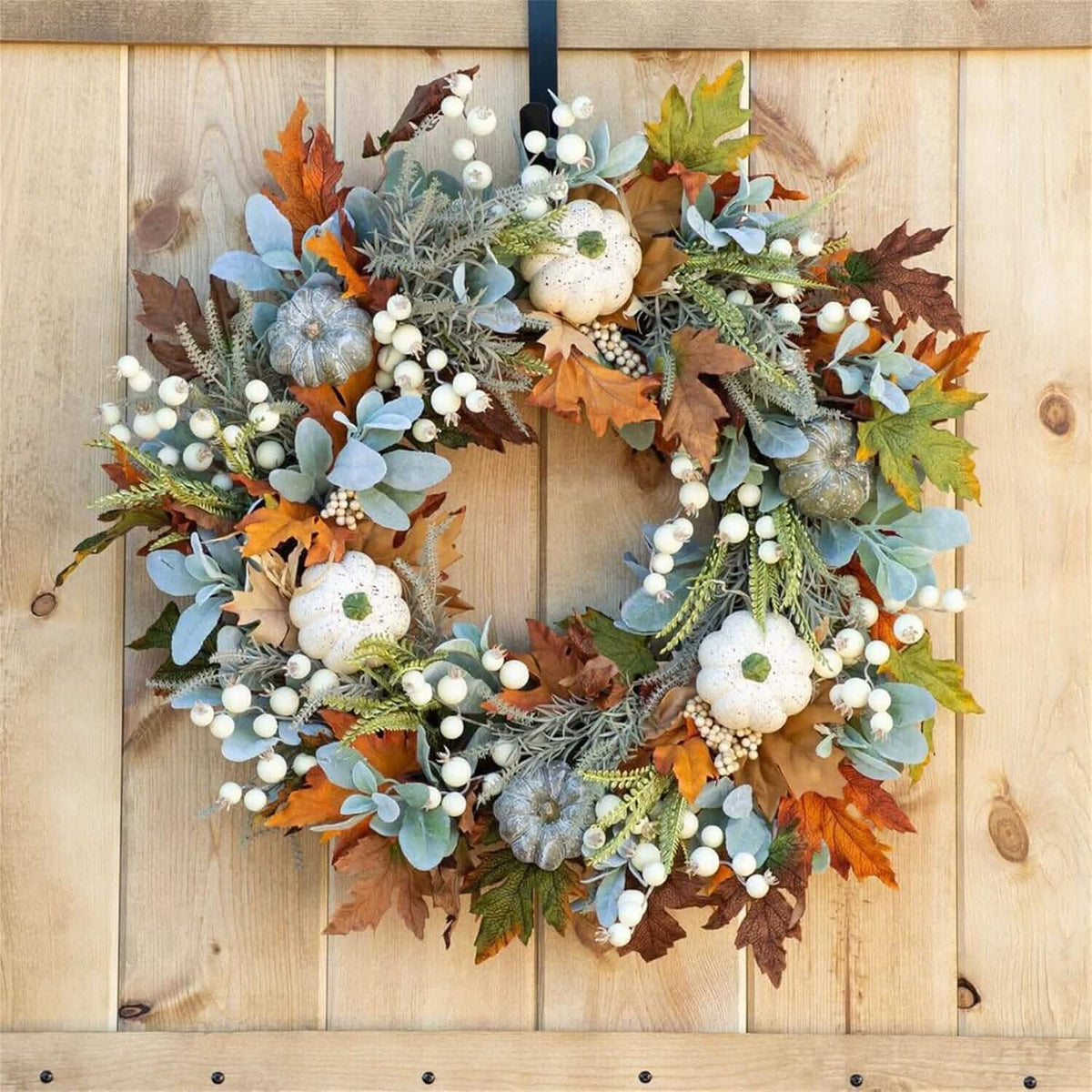 Front Door Autumn Pumpkin Maple Leaves Wreaths - A-1 Thread Vault
