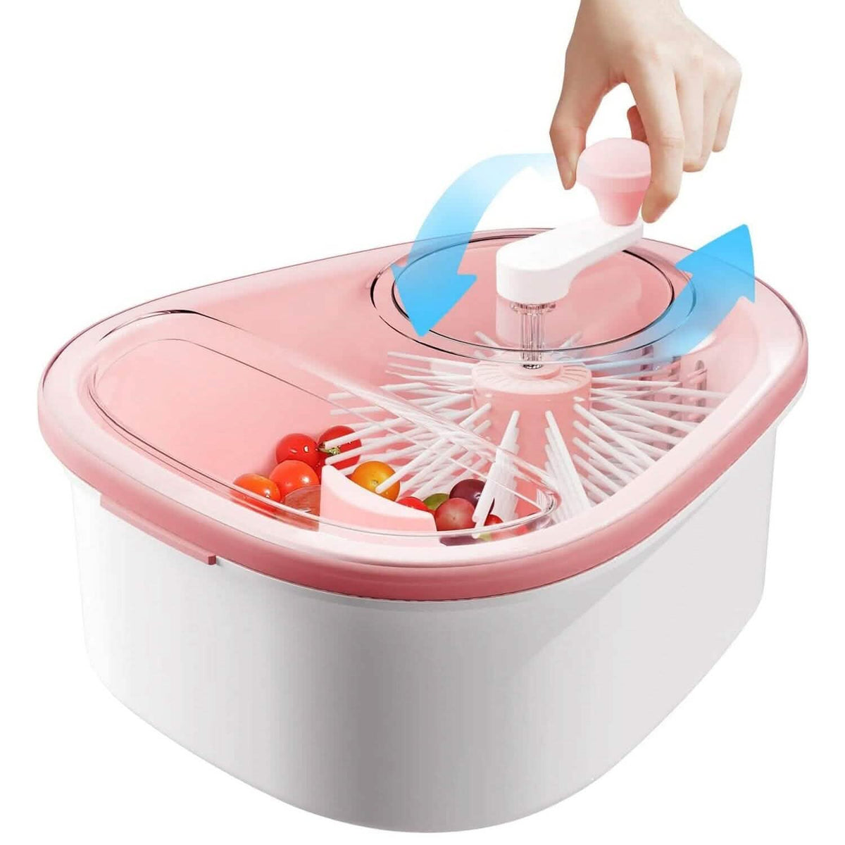 Fruit, Vegetable Manual Washing Spinner with Brush Hand Crank - A-1 Thread Vault