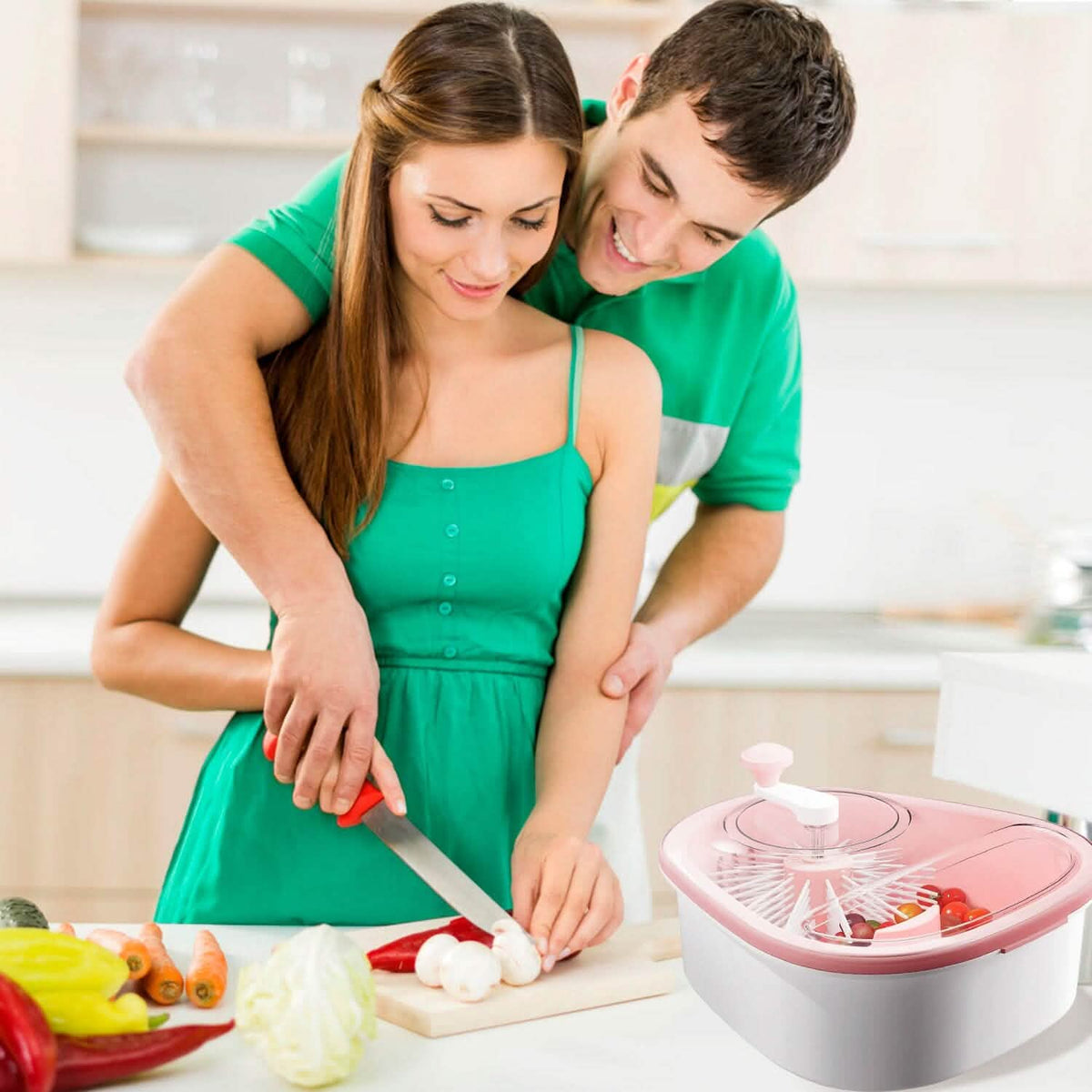 Fruit, Vegetable Manual Washing Spinner with Brush Hand Crank - A-1 Thread Vault