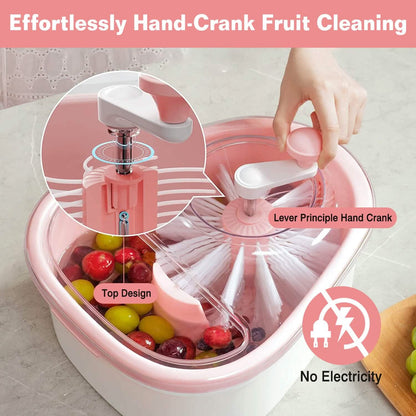 Fruit, Vegetable Manual Washing Spinner with Brush Hand Crank - A-1 Thread Vault