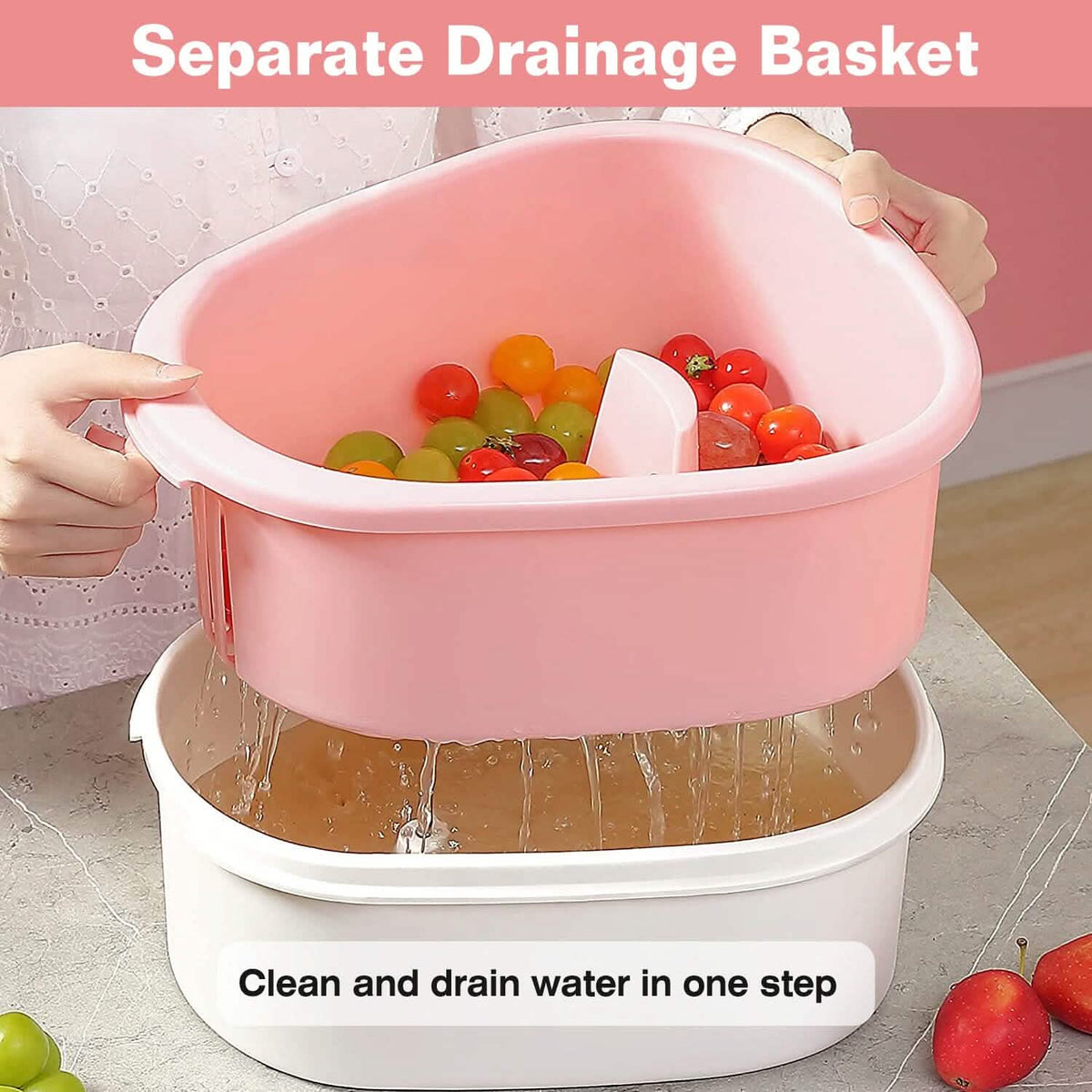 Fruit, Vegetable Manual Washing Spinner with Brush Hand Crank - A-1 Thread Vault