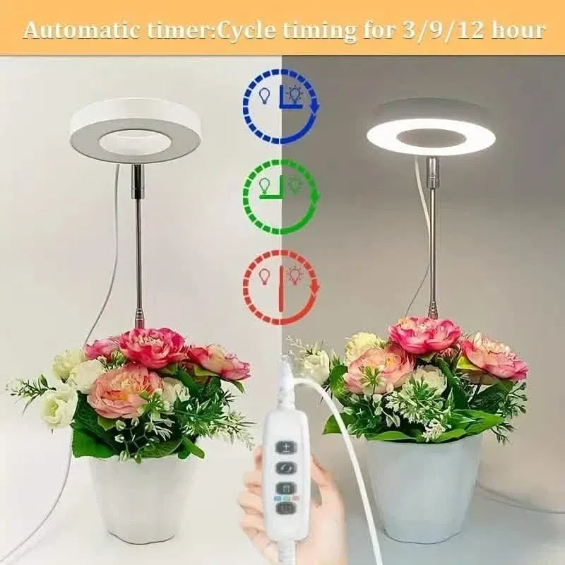 Full Spectrum LED Halo Plant Light With Stand Height Adjustable Auto Timer - A-1 Thread Vault