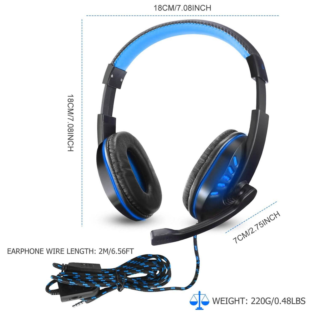 Gaming Headsets Stereo Noise Isolation Over Ear Headphone with LED Light - A-1 Thread Vault