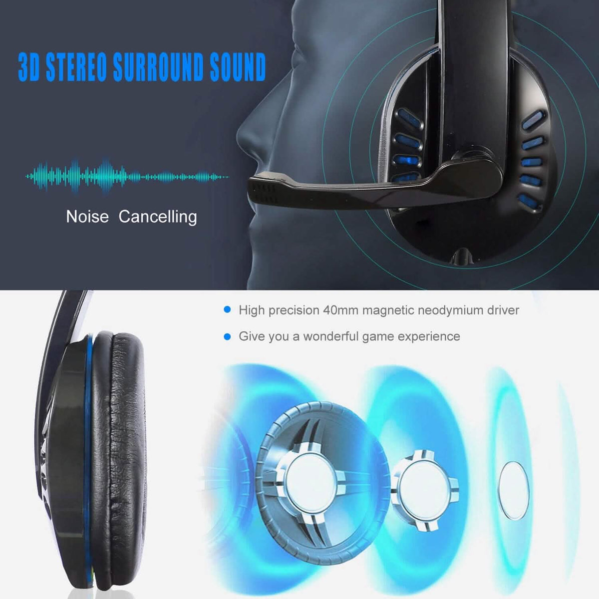 Gaming Headsets Stereo Noise Isolation Over Ear Headphone with LED Light - A-1 Thread Vault
