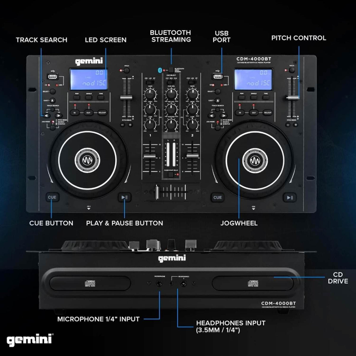 Gemini Sound CDM-4000BT DJ Mixer (Refurbished) - A-1 Thread Vault