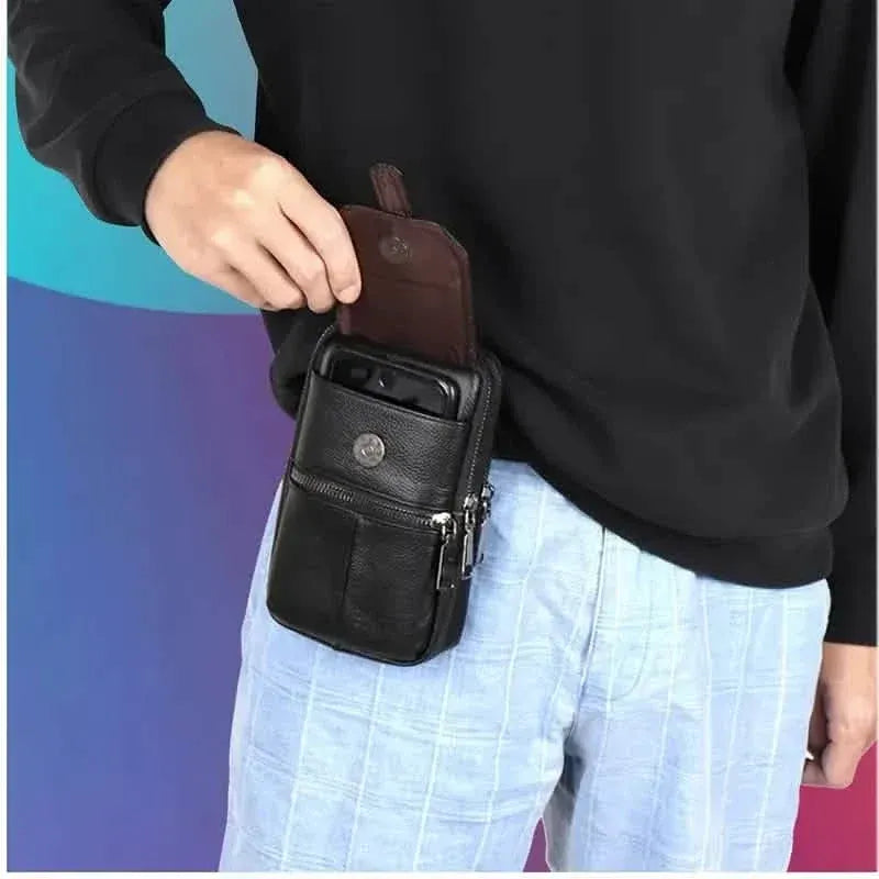Genuine Leather Multifunctional Cell Phone Bag - A-1 Thread Vault
