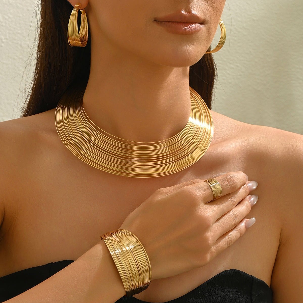 Geometric Multi-Layer Metal Jewelry Set (MAC417) - A-1 Thread Vault