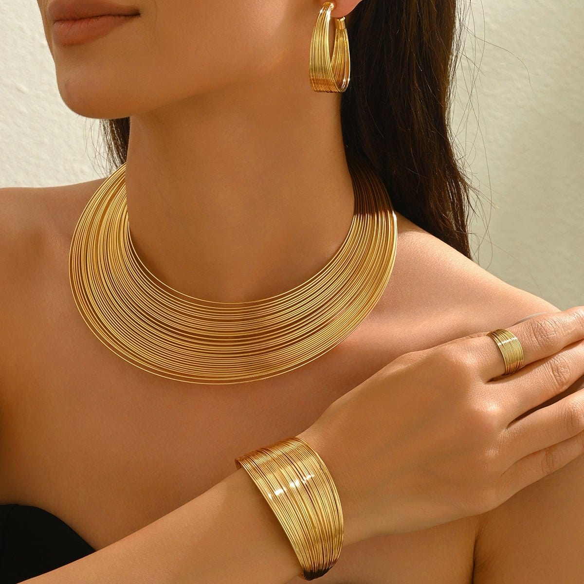 Geometric Multi-Layer Metal Jewelry Set (MAC417) - A-1 Thread Vault