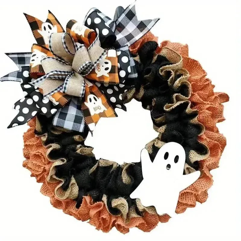 Ghost Halloween Wreath Front Door Décor - A-1 Thread Vault