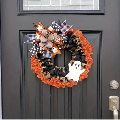 Ghost Halloween Wreath Front Door Décor - A-1 Thread Vault