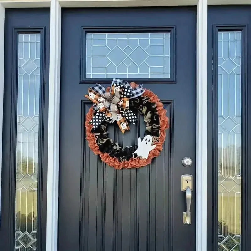 Ghost Halloween Wreath Front Door Décor - A-1 Thread Vault